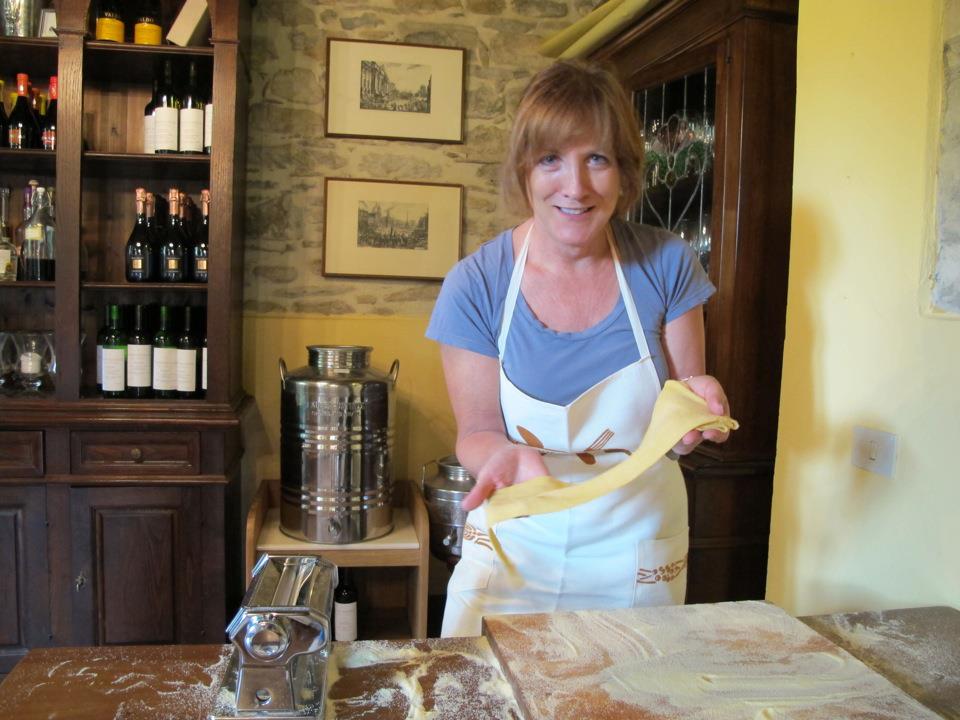 Woman making lasagna