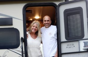 Happy couple in camper